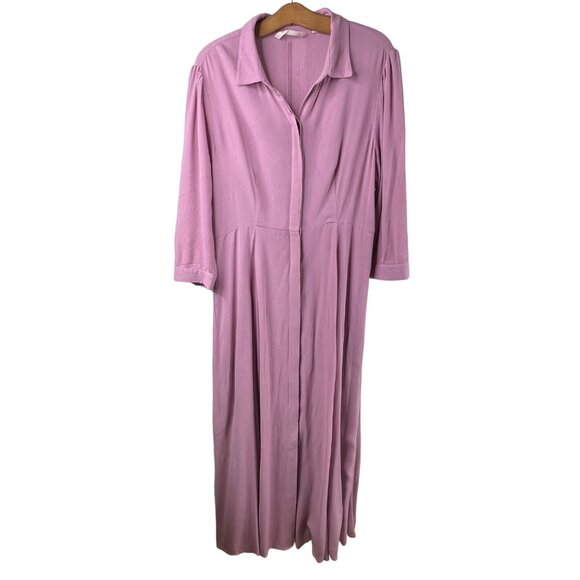 Soft Surroundings Maxi Dress Size Medium Laurel 3/4 Sleeve Button Front Pink - Picture 1 of 12